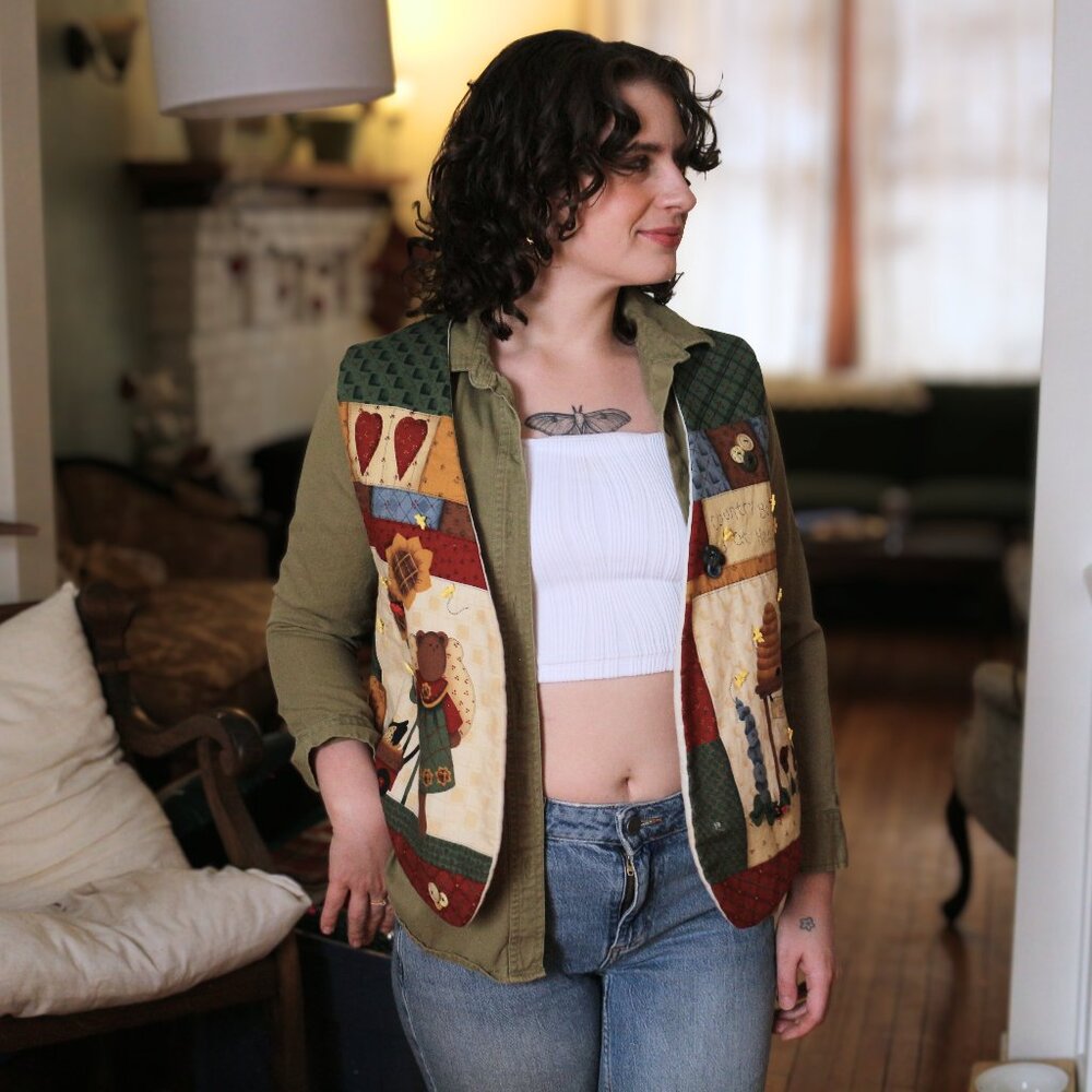 Homemade Fall Vest with Bead Decals Large